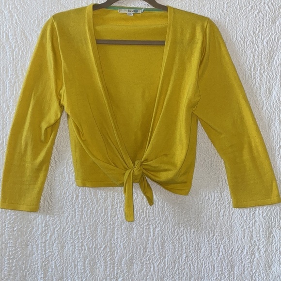 Boden Open Tie Front 3/4 Sleeve Cropped Cardigan Sweater - Picture 2 of 6